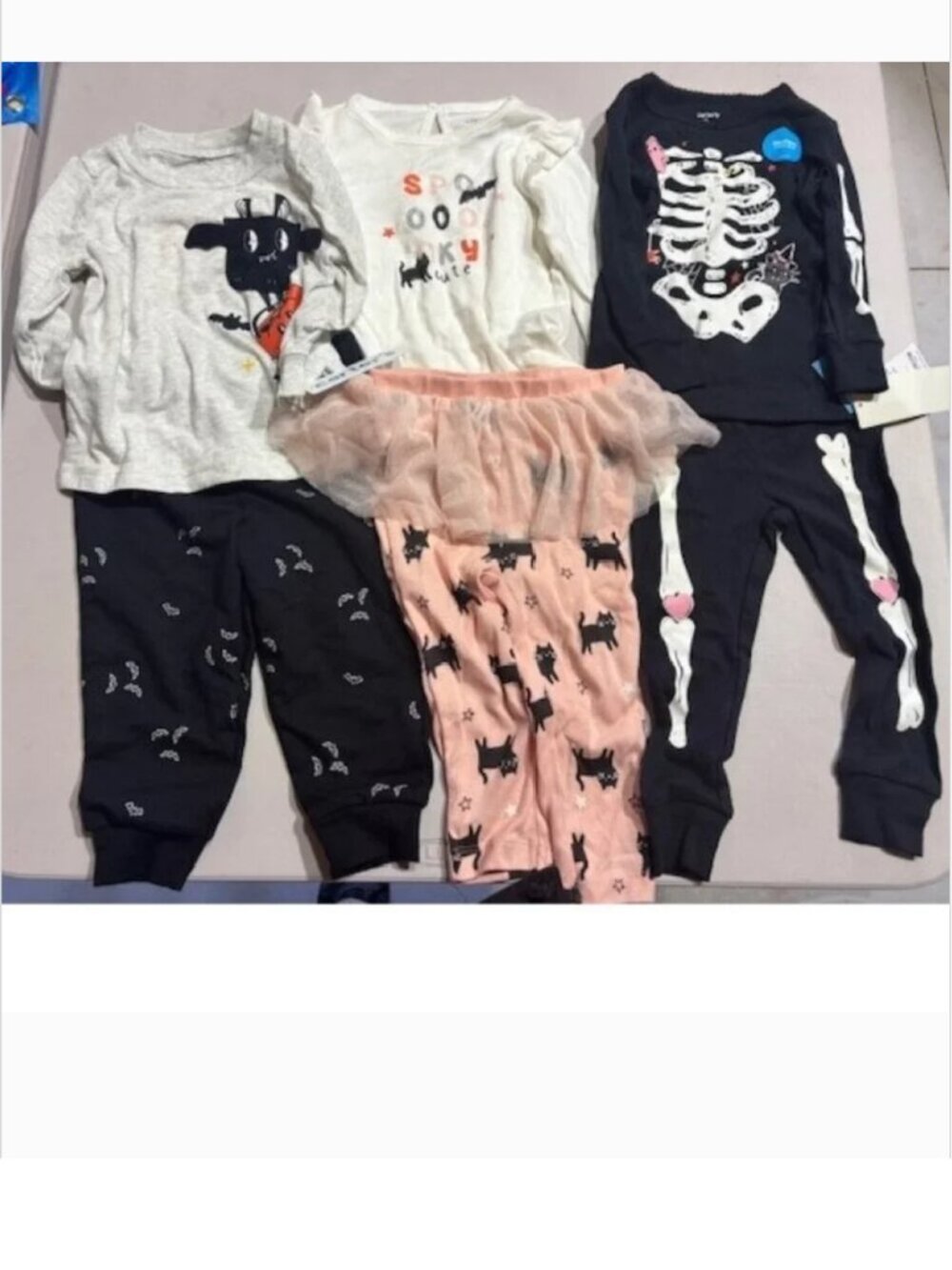 Girls 6 Pc Halloween 12 mths Pajamas Bodysuit, Tutu Pants, Shirt & Pants